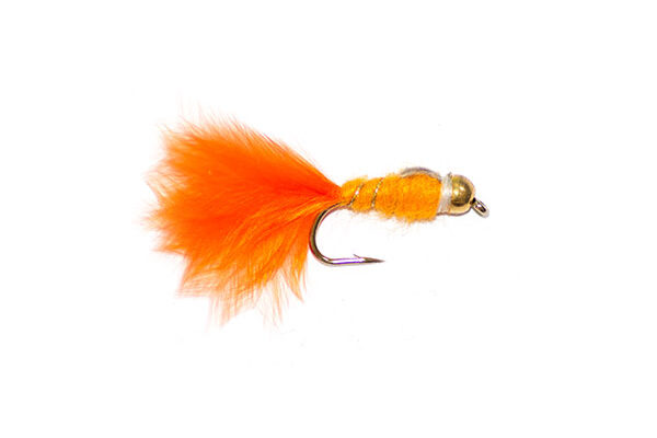 Damsel Fly Orange Marabou Tail Goldhead