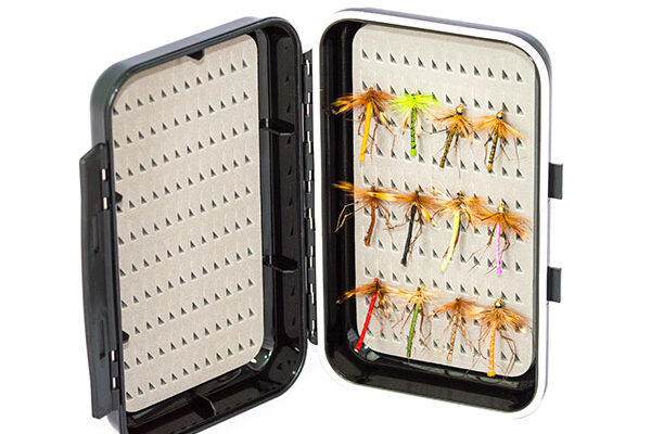 Waterproof ABS Plastic Moulded Fly Box ( holds 240 standard flies) with 24 x Daddy Long Legs